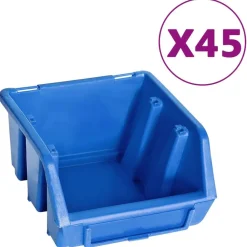 48-delige Opslagbakkenset met wandpanelen blauw en zwart>vidaXL New