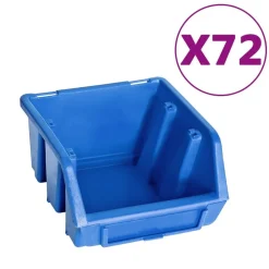 Bouwbeslag*vidaXL 128-delige Opslagbakkenset met wandpanelen blauw en zwart