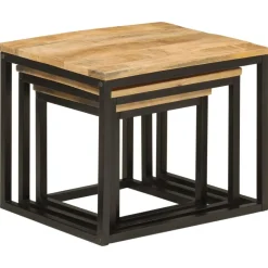 3-delige Salontafelset massief mangohout en ijzer><noscript><img width=