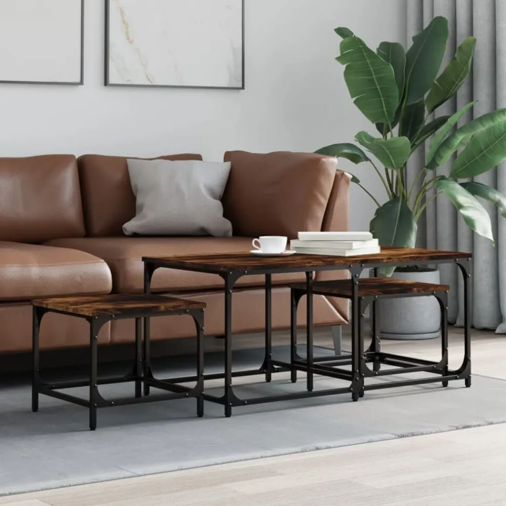 3-delige Tafeltjesset bewerkt hout kleurig>vidaXL Hot