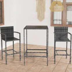 3-delige Tuinbarset poly rattan>vidaXL Discount