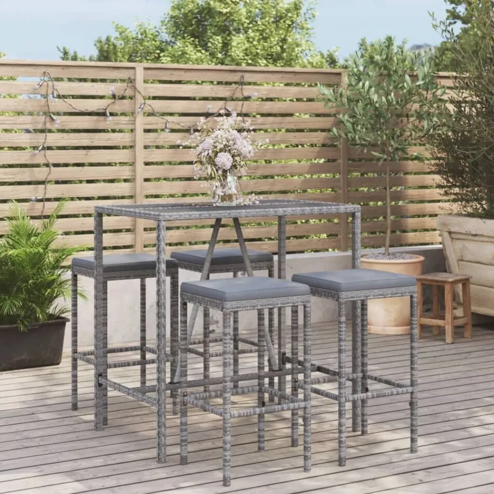 5-delige Tuinbarset met kussens poly rattan>vidaXL Clearance