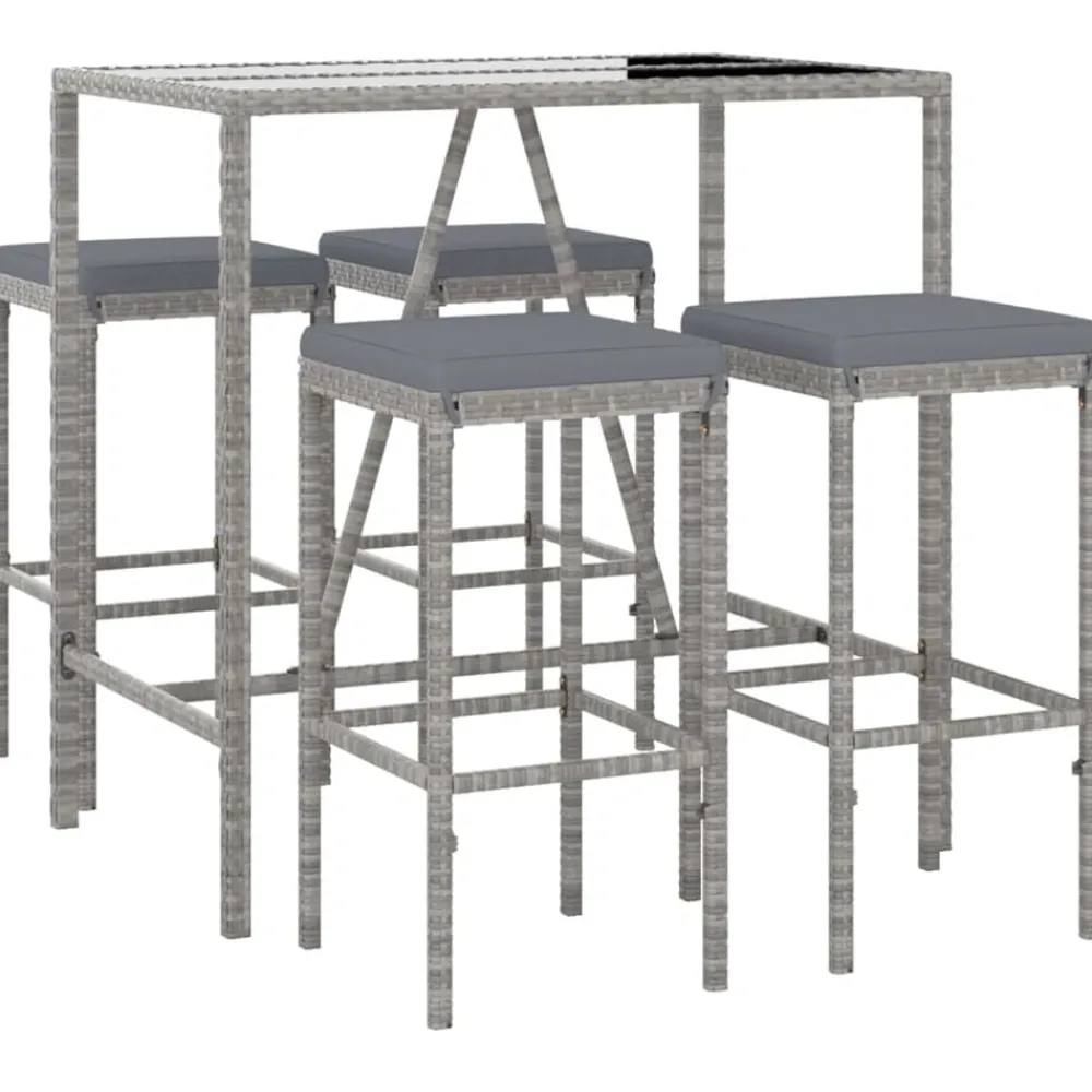5-delige Tuinbarset met kussens poly rattan>vidaXL Clearance