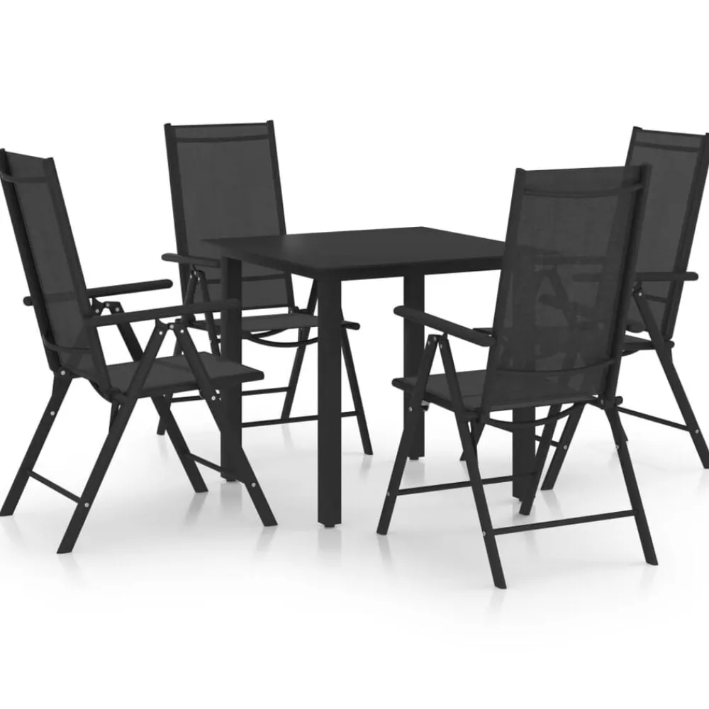 Tuinmeubelen*vidaXL 5-delige Tuinset aluminium Zwart