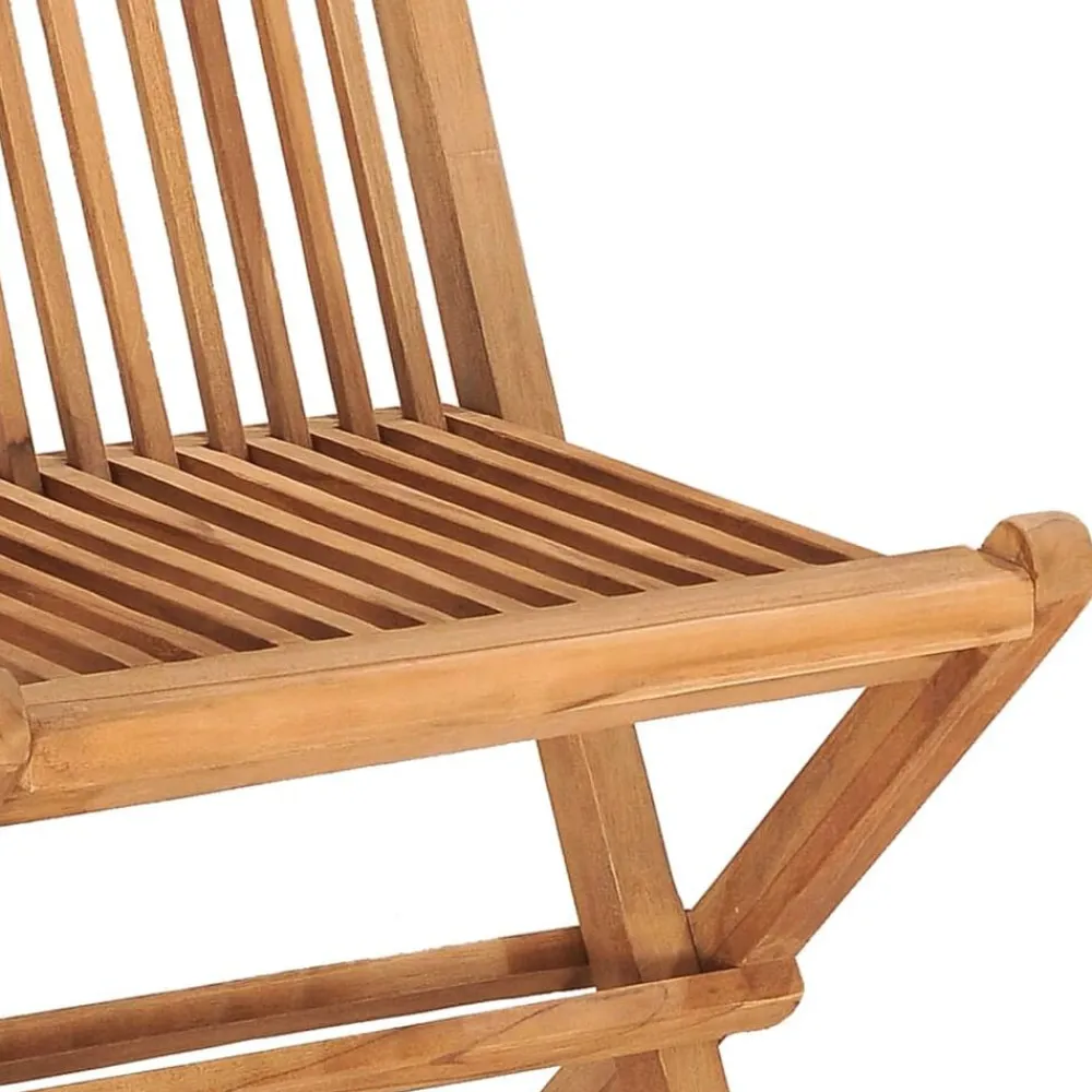 Tuinmeubelen*vidaXL 3-delige Tuinset inklapbaar met kussen massief teakhout Crème