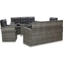 5-delige Tuinset met kussens poly rattan grijs>vidaXL Sale