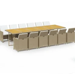 13-delige Tuinset met kussens poly rattan beige>vidaXL Online