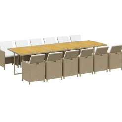 13-delige Tuinset met kussens poly rattan beige><noscript><img width=