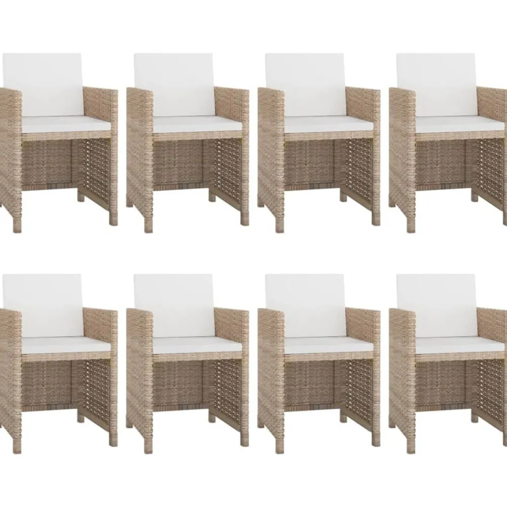 Tuinmeubelen*vidaXL 9-delige Tuinset met kussens poly rattan Beige