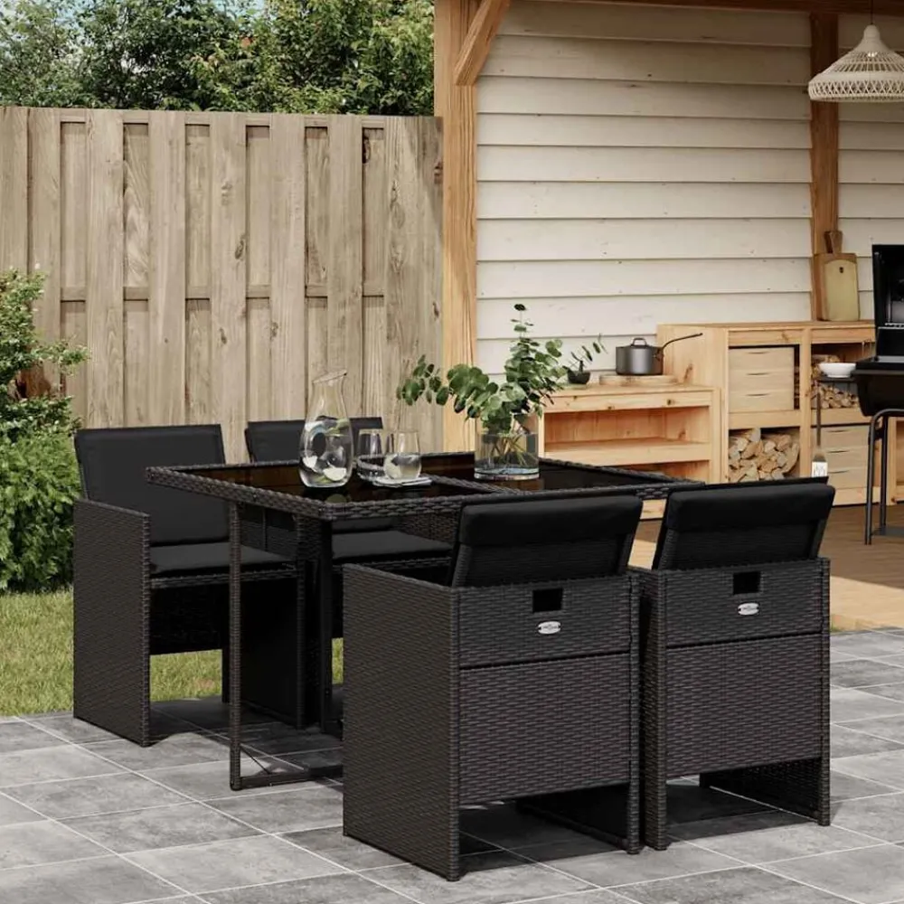 5-delige Tuinset met kussens poly rattan>vidaXL