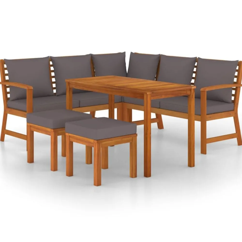 6-delige Tuinset met kussens massief acaciahout>vidaXL New