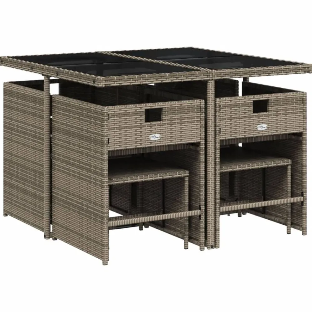 9-delige tuinset met kussens, grijs polyrotan>vidaXL Online