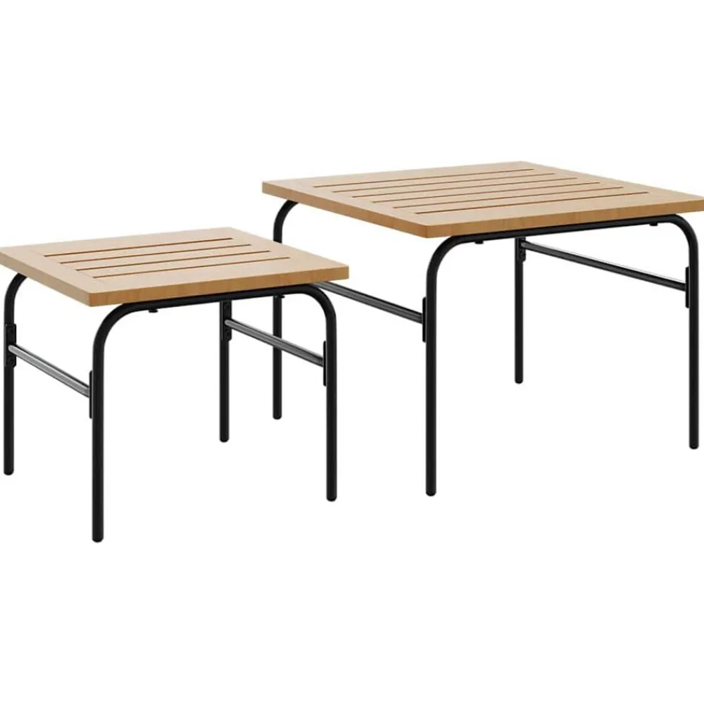 2-delige Tuintafeltjesset staal bruin en zwart>vidaXL Hot