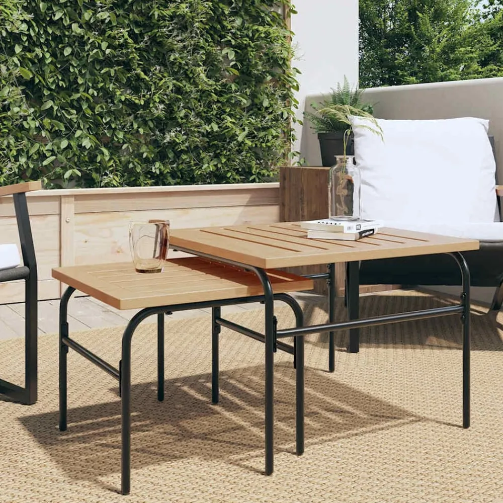 2-delige Tuintafeltjesset staal bruin en zwart>vidaXL Hot