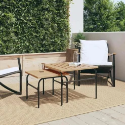 2-delige Tuintafeltjesset staal bruin en zwart><noscript><img width=