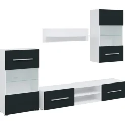 Tv-Meubels*vidaXL 5-delige Tv-meubels met LED-verlichting bewerkt hout matindigo