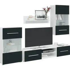 Tv-Meubels*vidaXL 5-delige Tv-meubels met LED-verlichting bewerkt hout matindigo