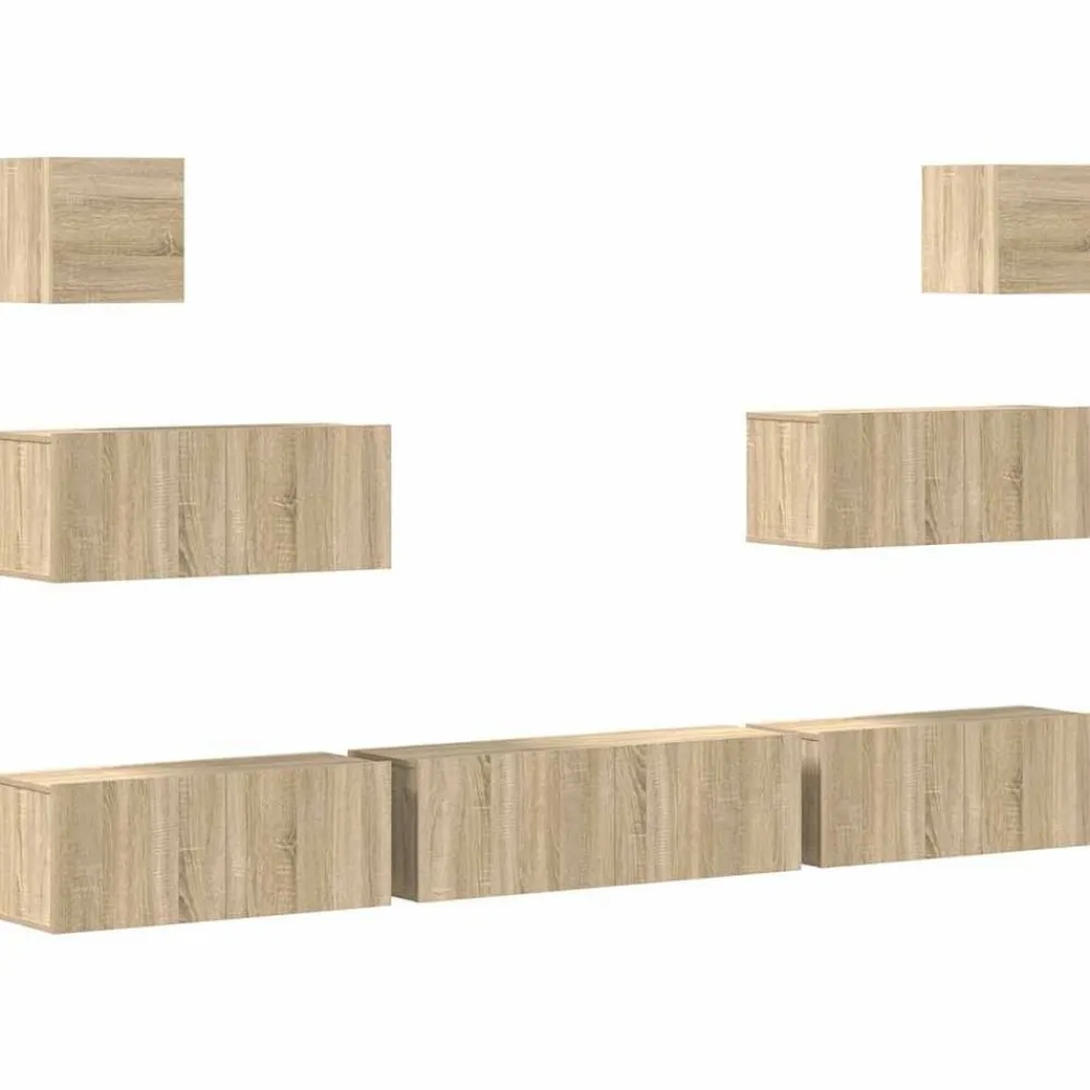 7-delige Tv-meubelset bewerkt hout kleurig>vidaXL Clearance
