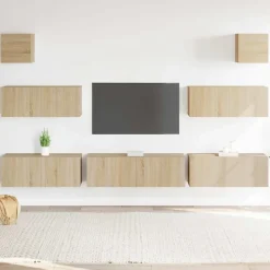 7-delige Tv-meubelset bewerkt hout kleurig>vidaXL Clearance