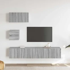 4-delige Tv-meubelset bewerkt hout eikenkleurig><noscript><img width=