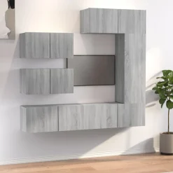 6-delige Tv-meubelset bewerkt hout grijs sonoma eikenkleurig>vidaXL Discount
