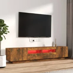 Tv-Meubels*vidaXL 2-delige Tv-meubelset met LED bewerkt hout kleurig Gerookt eiken