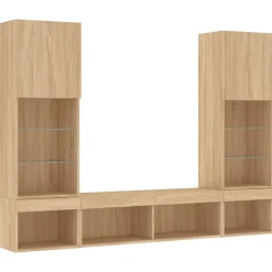 5-delige Tv-wandmeubelset met LED bewerkt hout><noscript><img width=