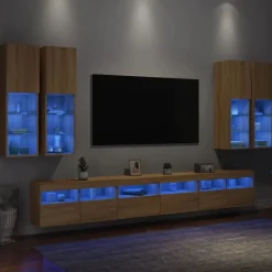 Tv-Meubels*vidaXL 7-delige Tv-wandmeubelset met LED-verlichting kleur Sonoma eiken