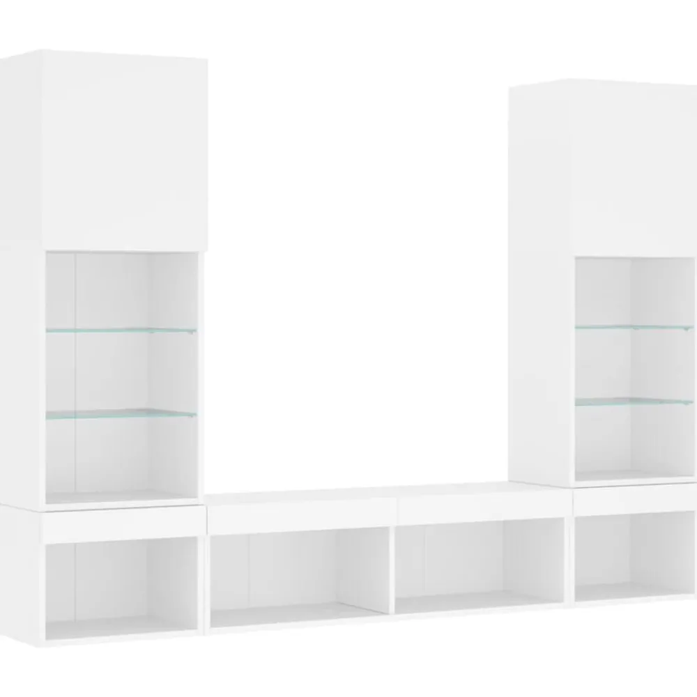 5-delige Tv-wandmeubelset met LED-verlichting bewerkt hout>vidaXL New