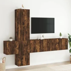 5-delige Tv-wandmeubelset bewerkt hout kleurig><noscript><img width=
