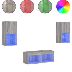 4-delige tv-wandmeubelset met LED-verlichting>vidaXL Sale
