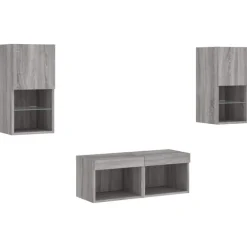 4-delige tv-wandmeubelset met LED-verlichting><noscript><img width=