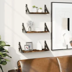 Boekenkasten & Wandplanken*vidaXL 3-delige Wandschappenset bewerkt hout kleurig Gerookt eiken
