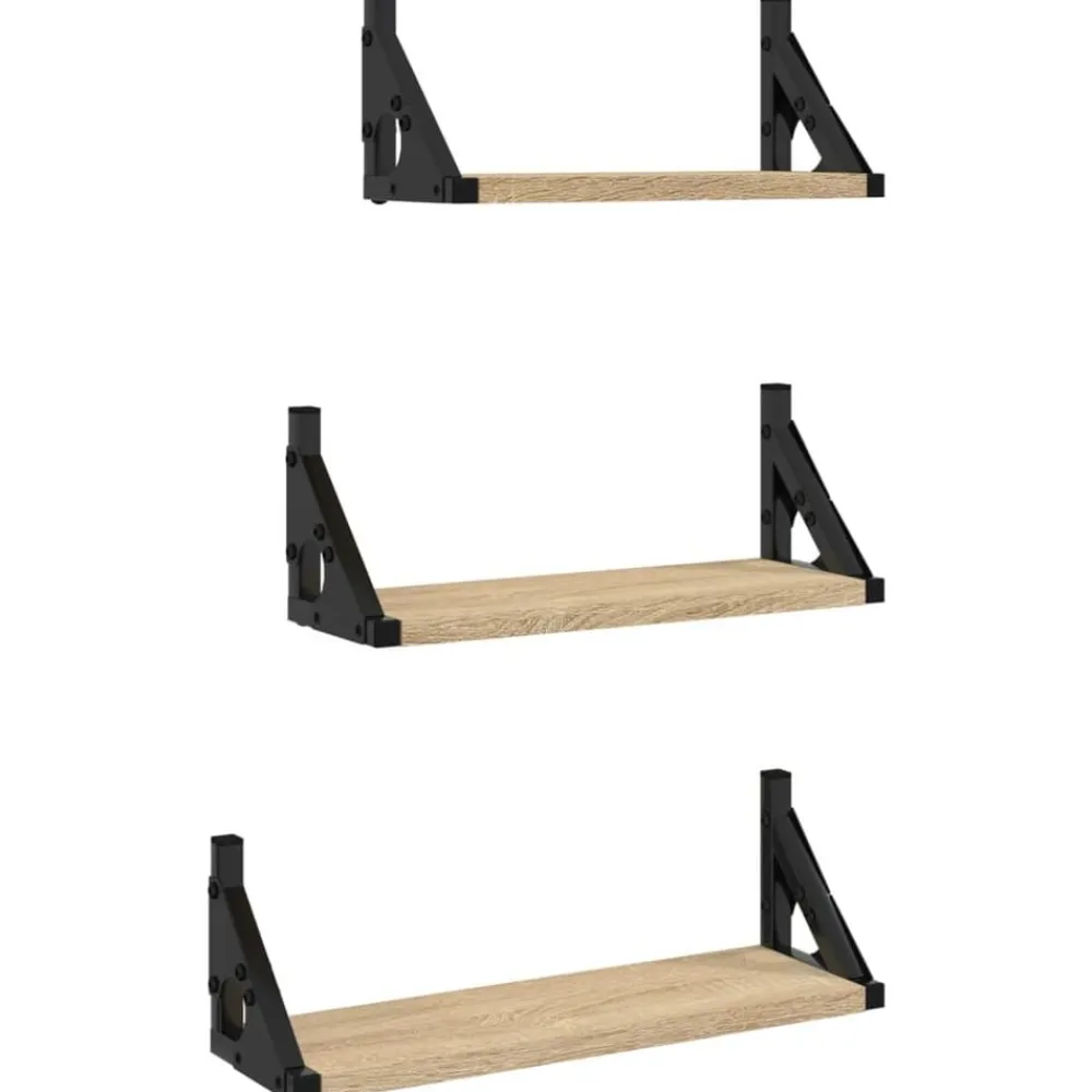 Boekenkasten & Wandplanken*vidaXL 3-delige Wandschappenset bewerkt hout kleurig Sonoma eiken
