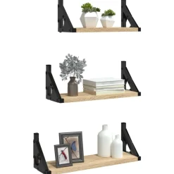 Boekenkasten & Wandplanken*vidaXL 3-delige Wandschappenset bewerkt hout kleurig Sonoma eiken