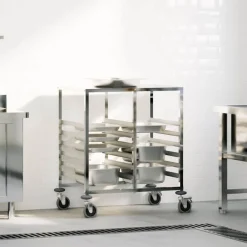 Trolleys*vidaXL Dienbladenwagen met 12 GN-bakken 75x55x87 cm roestvrij staal