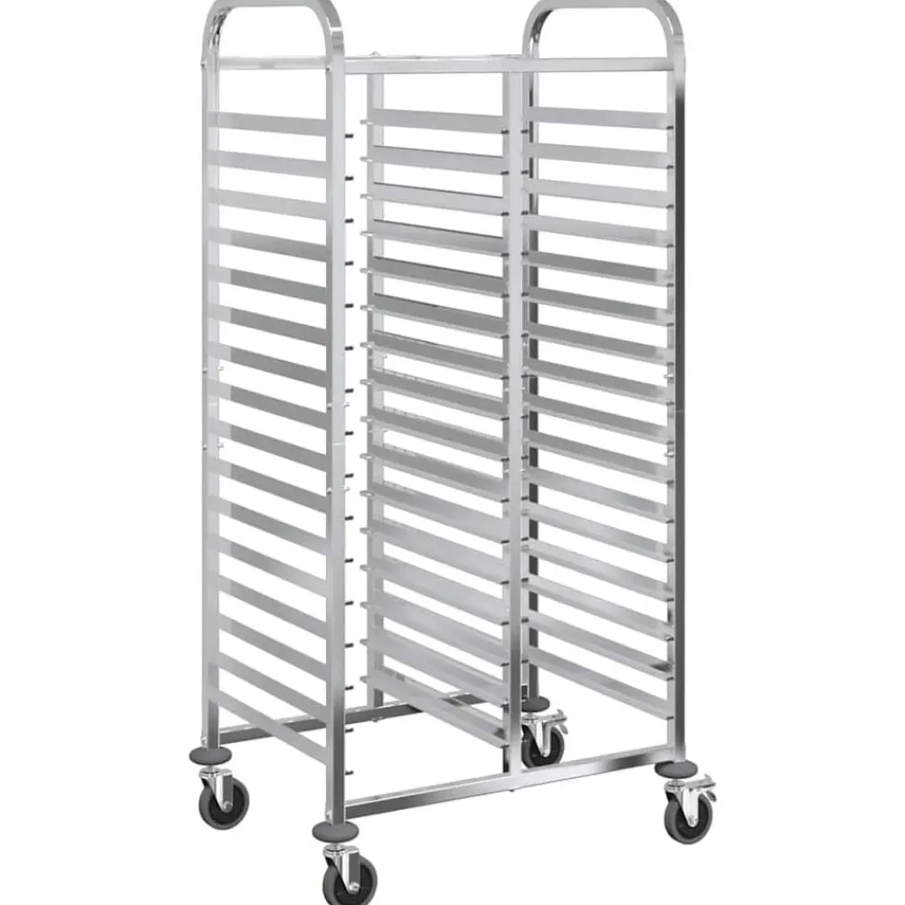 Trolleys*vidaXL Dienbladenwagen met 32 GN-bakken 75x55x162,5 cm roestvrij staal