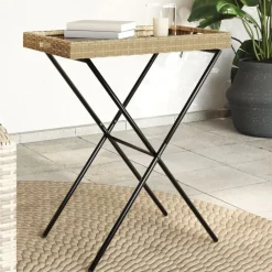Tuinmeubelen*vidaXL Dienbladtafel inklapbaar 65x40x75 cm poly rattan Beige
