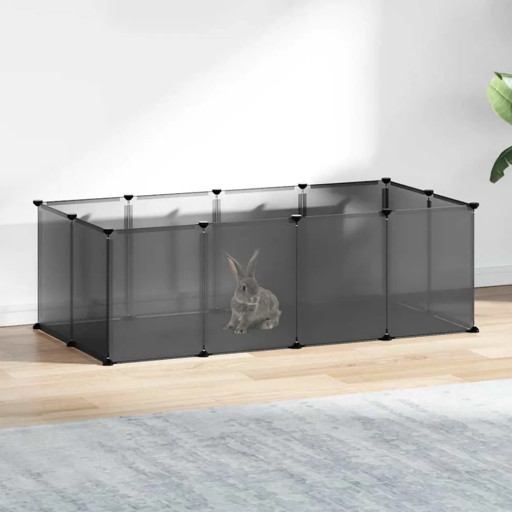 Huisdierbenodigdheden*vidaXL Dierenhok klein 144x74x46,5 cm polypropeen en staal Zwart