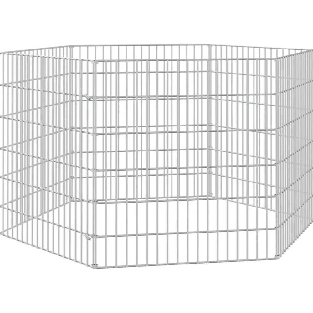Dierenverblijf 6 panelen 54x60 cm gegalvaniseerd ijzer>vidaXL New