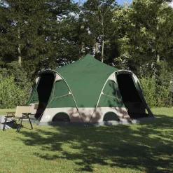 Buitensport*vidaXL Dome Tent 4-Person met dak met opslag 505 x 450 x 248 cm Groen