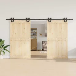 Bouwmaterialen*vidaXL Doos met onderdelen voor schuifdeur 366 cm staal zwart