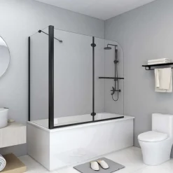 Douche klapwand 120x68x130 cm ESG zwart>vidaXL