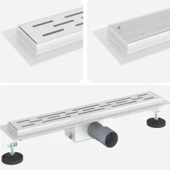 Sanitair & Loodgietersbenodigdheden*vidaXL Doucheafvoer met Lijndesign Zilver 50 cm Roestvrij staal 304