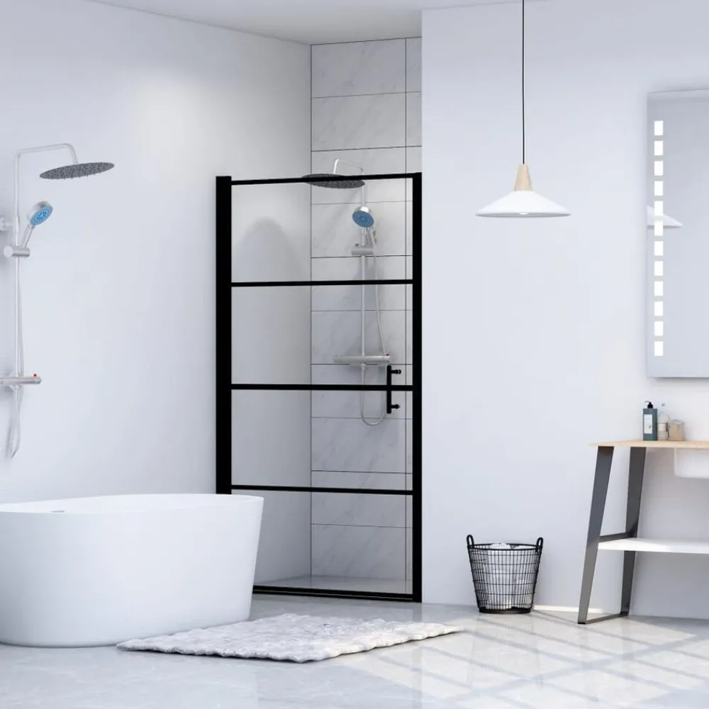 Sanitair & Loodgietersbenodigdheden*vidaXL Douchedeur 81x195 cm gehard glas zwart
