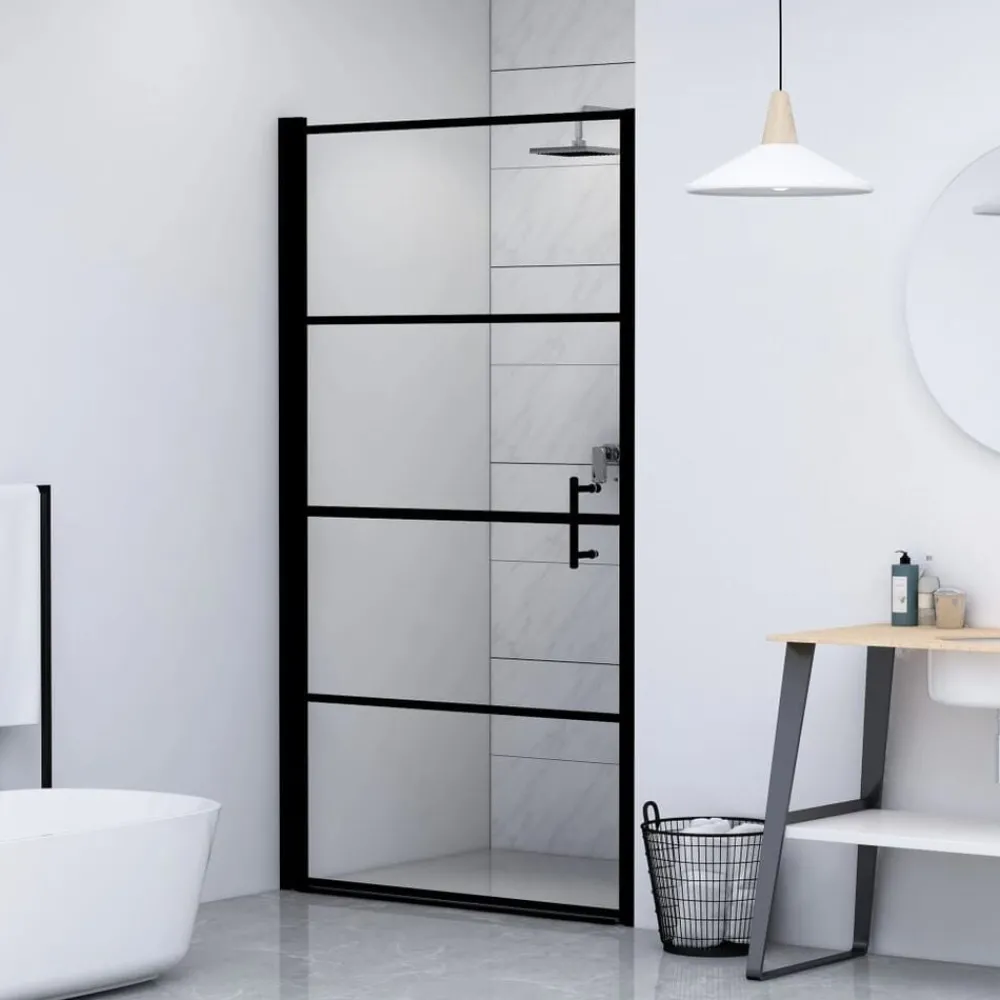 Sanitair & Loodgietersbenodigdheden*vidaXL Douchedeur 81x195 cm gehard glas zwart