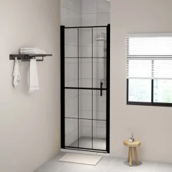Douchedeur 81x195 cm gehard glas zwart>vidaXL Hot