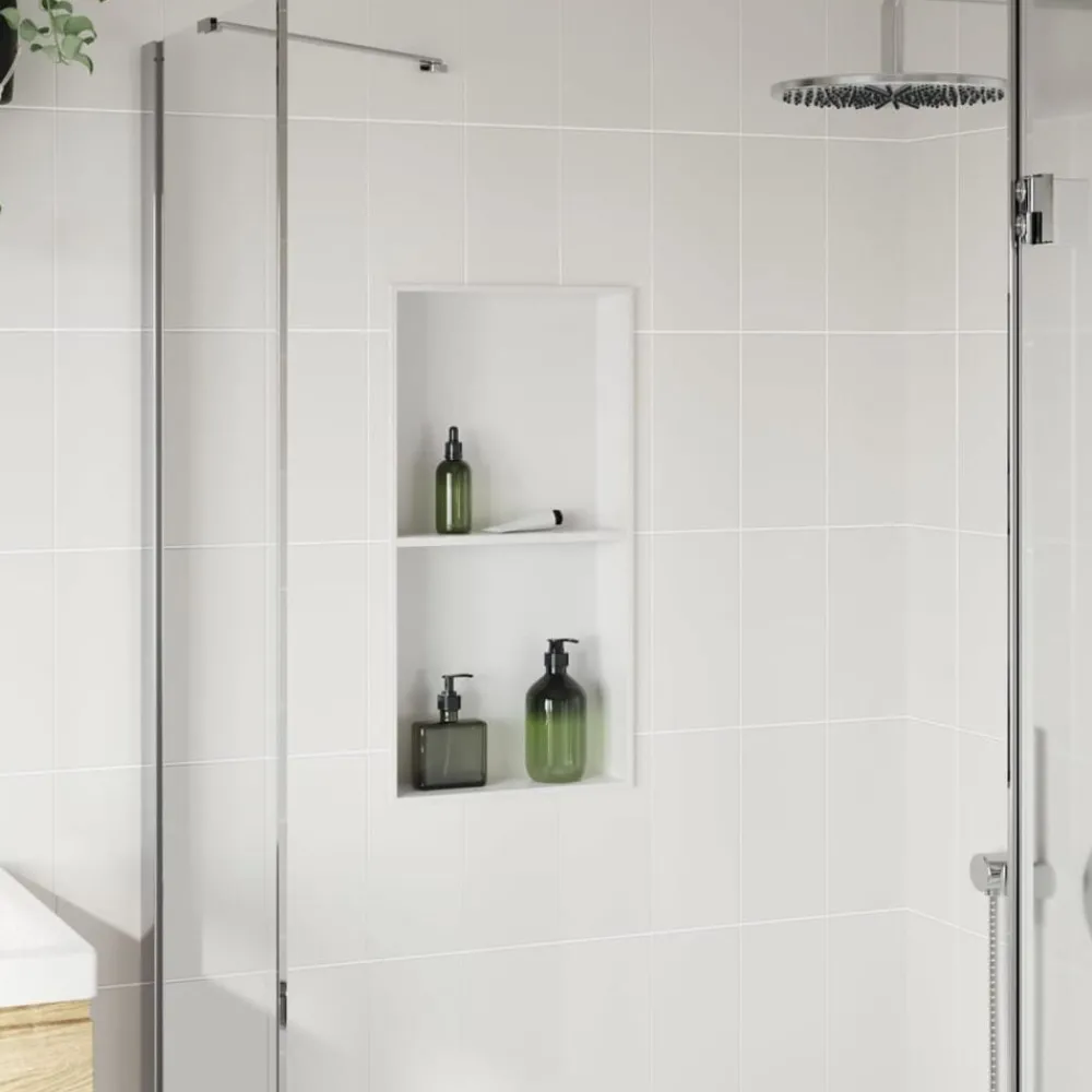 Sanitair & Loodgietersbenodigdheden*vidaXL Douchenis 32x62x9 cm roestvrijstaal matwit