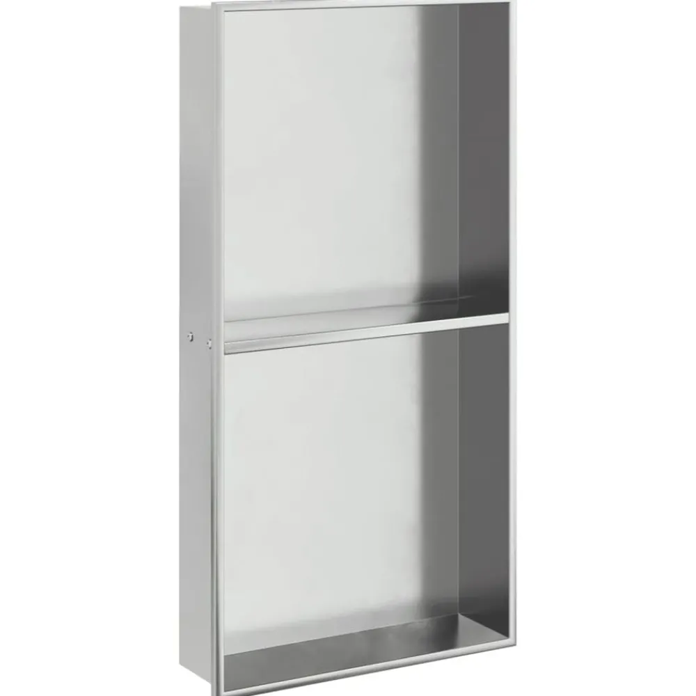 Sanitair & Loodgietersbenodigdheden*vidaXL Douchenis 32x62x9 cm roestvrijstaal geborsteld zilverkleurig
