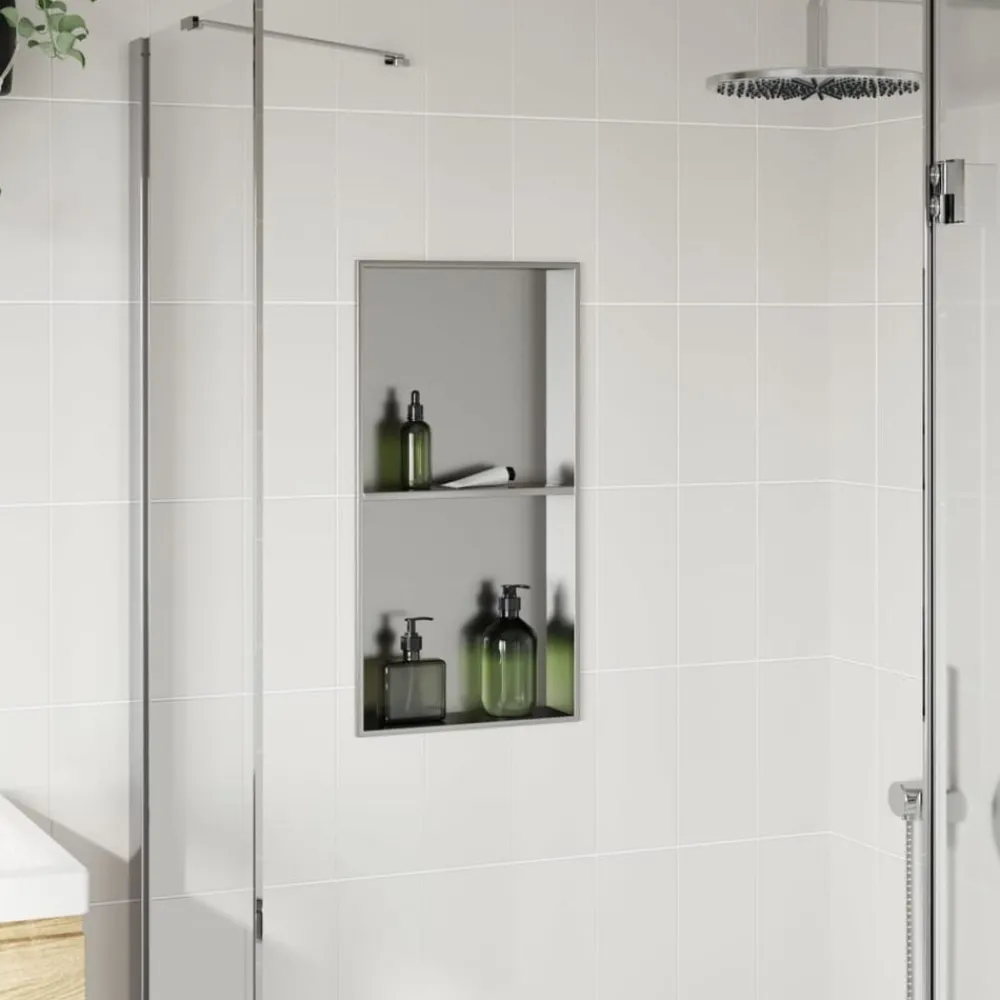Sanitair & Loodgietersbenodigdheden*vidaXL Douchenis 32x62x9 cm roestvrijstaal geborsteld zilverkleurig